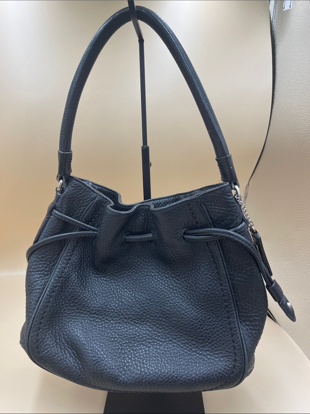 Cole Haan Classic Black Leather Shoulder Bag Timeless Cinch Handbag